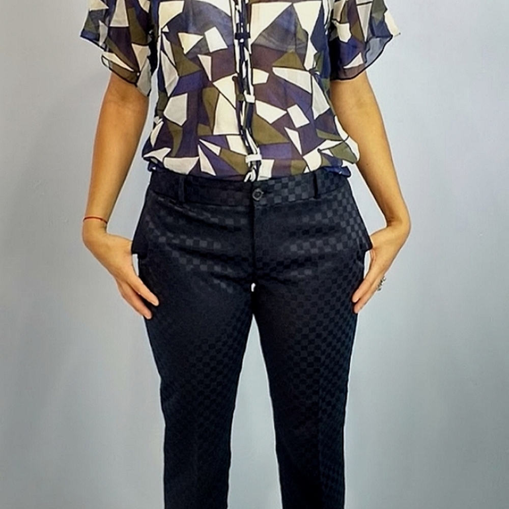 holographic navy checkered capris